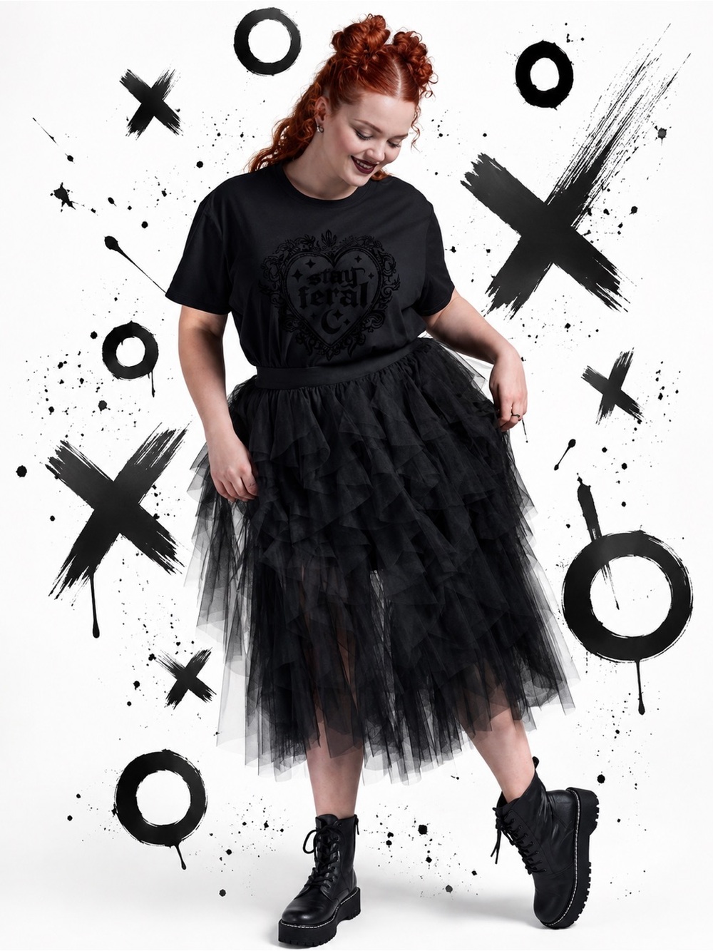 Torrid Nightfall Black Gothic Soft Mesh Ruffle Midi Skirt, Large, NWT! - Picture 5 of 16